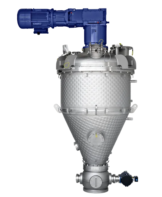 Conical paddle dryer for polymer recycling and solvent recovery