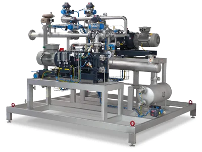 Vacuum skid for a powder & bulk solids drying system